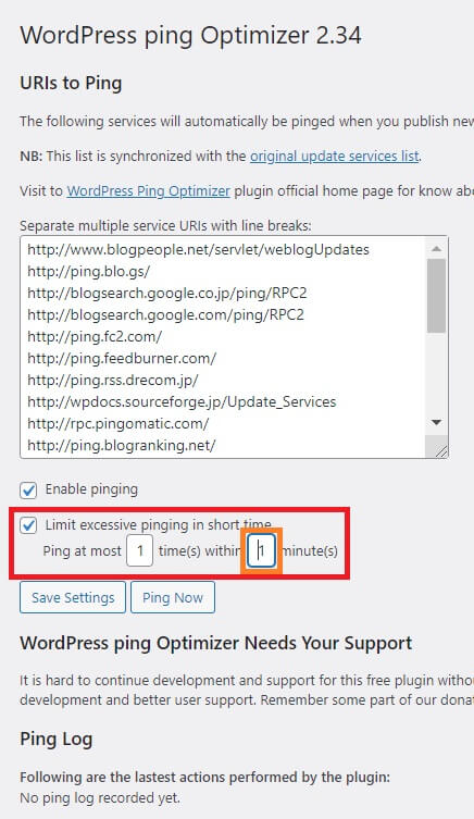 wordpress ping optimizer - Limit excessive pinging in short time